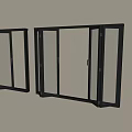 Modern Black Frame Folding Windows with Glass Panels on Light Wall 3d model
