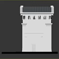 Classical Architectural Model White Building With Columns Symmetrical Low Walls And Dark Base