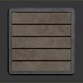Wooden Storage Box With Vertical Striped Design And Metal Edge Trim For Home Use