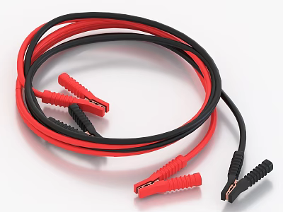 Industrial Equipment Heavy Duty Red Black Cables With Alligator Clips 3d model