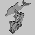 3D Dolphin Shaped Decorative Ornament With Ocean Themed Base Design