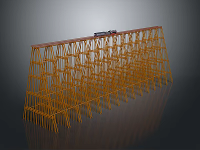 Model Train Moving On Top Of Yellow Scaffolding Structure With Metal Frames 3d model