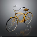 Yellow Classic Bicycle With Orange Seat White Handlebars And White Rims