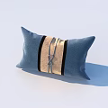 Blue Decorative Pillow With Brown And Black Stripes And Knotted Rope Design