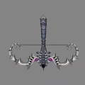 Fantasy Style Decorative Weapon With Ornate Metal Bow And Purple Accents