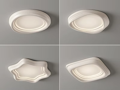 Modern White Ceiling Lights With Various Stylish Shapes And Minimalist Design 3d model