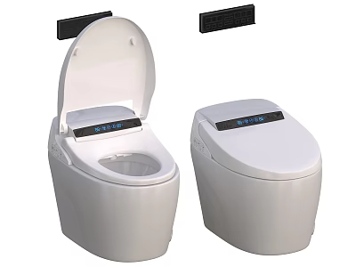 Smart Toilet Modern Design With Digital Display Open And Closed Lid Features 3d model