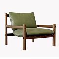 Minimalist Lounge Chair with Wooden Frame and Light Gray Cushion for Living Room