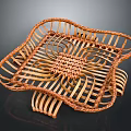 Square Shaped Woven Rattan Basket with Central Floral Pattern for Home Decor