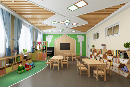 Nordic Kindergarten Music Kindergarten Classroom Early Education Center Art Room Activity Room 3d model