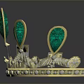 Golden Decorative Crown With Green Gemstones And Ornate Intricate Design Details