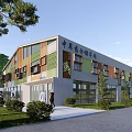 Modern Industrial Factory Building With Green Plants And Contemporary Exterior Design