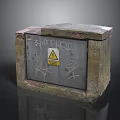 Industrial Electrical Box Enclosed In Brick Structure With Warning Sign And Graffiti