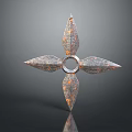 Decorative Metal Throwing Weapon with Four Blades and Central Ring 3d model