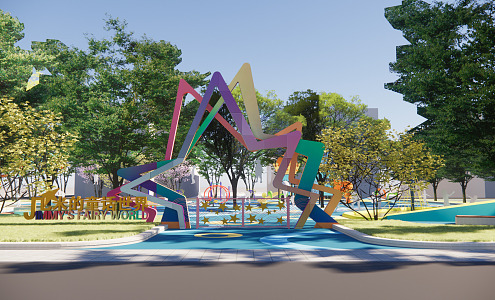 Modern children's play area 3d model