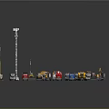 Construction Machinery Collection With Crane Excavator Truck Road Roller And Loader