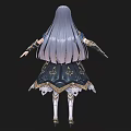 Anime Style Female Character With Blue Hair In Mechanical Outfit And Long Boots