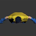 Colorful 3D Animated Character Model With Yellow Coat Pink Shirt Blue Gloves And Boots