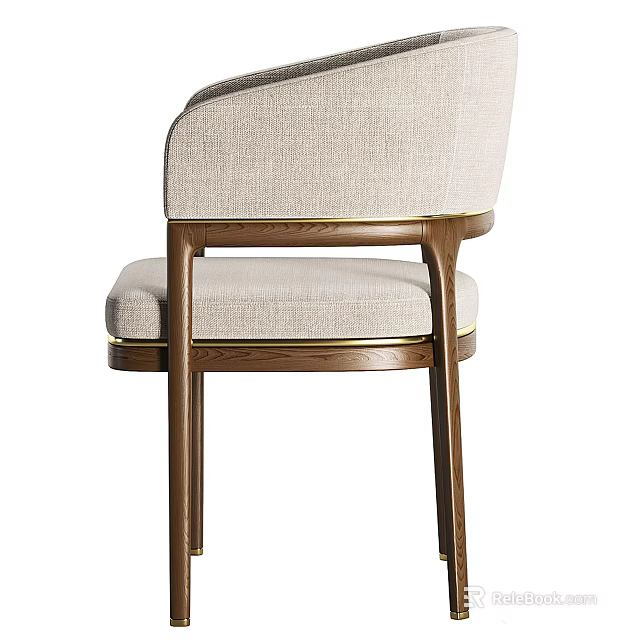 Modern Leisure Chair With Curved Armrest Wooden Frame And Upholstered Seat Design 3d model 