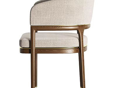 Modern Leisure Chair With Curved Armrest Wooden Frame And Upholstered Seat Design 3d model