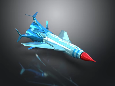 Blue Space Shuttle Model With Red Tip Silver And Blue Stripes Streamlined Design 3d model