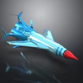 Blue Space Shuttle Model With Red Tip Silver And Blue Stripes Streamlined Design