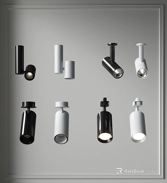 Modern Sleek Black And White Downlights And Spotlights For Indoor Lighting 3d model 