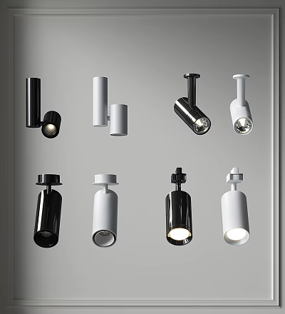 Modern Sleek Black And White Downlights And Spotlights For Indoor Lighting 3d model