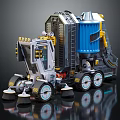 Detailed Toy Construction Vehicle Model With Blue Components Yellow Details And Sweeping Devices