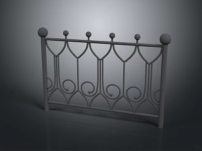 Scenic View Featuring Wrought Iron Railing On Gray Background 3d model