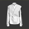 White Cropped Lapel Jacket With Striped Shirt Inner Soft Fabric Casual Style
