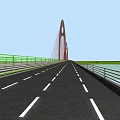 Modern Cable Stayed Bridge Spanning River With Green Grassland And Twin Towers Design