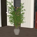 Elegant Bamboo Potted Plant In Modern Indoor With Decorative Pot And Wooden Floor