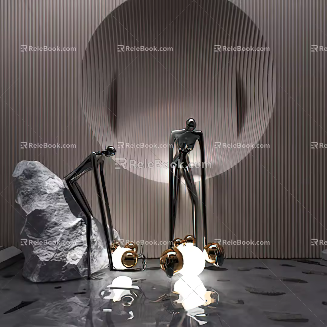Modern Sculpture Sculpture Sculpture Stone Floor Lamp 3d model