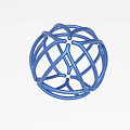 Blue Spherical Metal Decorative Ornament Set With Hollow Geometric Design