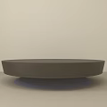 Modern Circular Coffee Table With Smooth Dark Surface In Minimalist Room 3d model