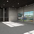 Industrial Style Empty Space With High Ceiling Concrete Walls And Floor Patterns 3d model