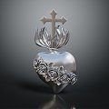 Modern Pendant Silver Rose Rose Heart Heart Pendant 3d model