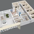 Modern Hospital Outpatient Clinic Waiting Area With Nurse Station And Seating