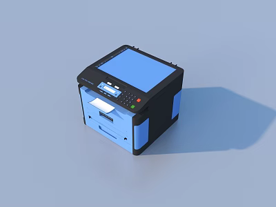 Blue Office Appliance Printer With Modern Control Panel And Efficient Workspace Design 3d model