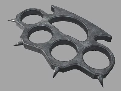 Metal Knuckle Weapon With Multiple Finger Holes And Sharp Spikes Design 3d model