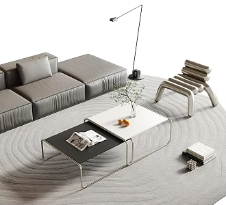 Modern Minimalist Coffee Table Shaped Coffee Table Square Coffee Table Metal Coffee Table Book Ornaments 3d model