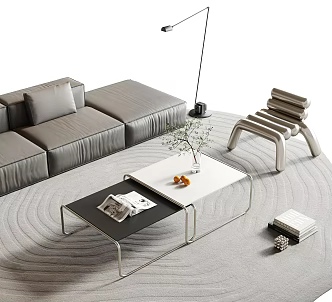 Modern Minimalist Coffee Table Shaped Coffee Table Square Coffee Table Metal Coffee Table Book Ornaments 3d model