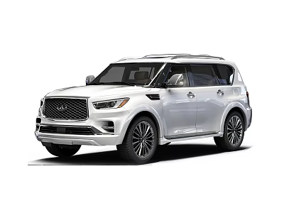White Infiniti QX80 Full Size Luxury SUV with Bold Front Grille and Alloy Wheels Design 3d model