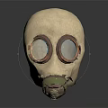 Vintage Beige Gas Mask With Brass Frames Green Strap Canvas Material Retro Headwear