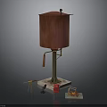 Red Metal Barrel Equipment With Base Stand Tripod Microphone Red Box And Camera Gear