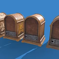 Vintage Wooden Audio Speakers With Carved Patterns Classic Retro Design On Blue Background