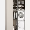 Bathroom Cabinet Rack With Washing Machine Dryer Hanging Clothes Storage Baskets And Bottles