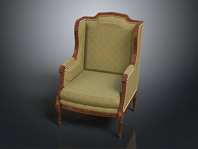 Classic Single Seater Sofa With Fabric Upholstery Wooden Frame And Brass Nailhead Trim 3d model