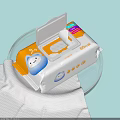 Baby Wipes With Cartoon Cat Design Open Lid 50 Pieces And Soft Cloth
